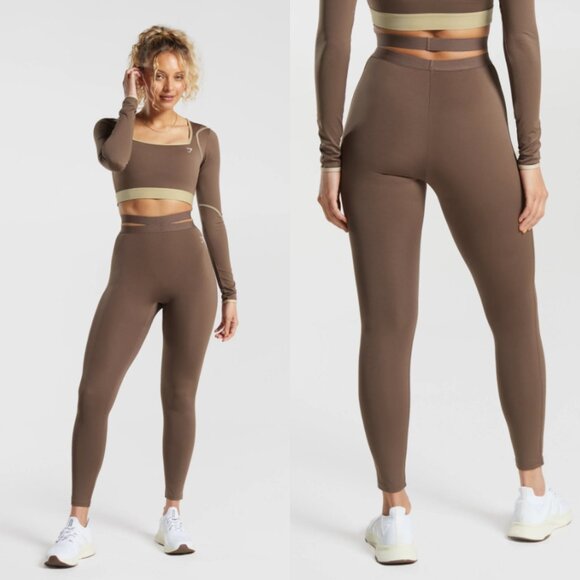 Gymshark Pants - BNWT GYMSHARK Strappy Waistband Leggings in Soft Brown Womens Size M